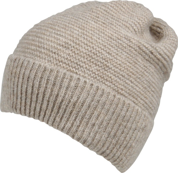Hat - knitted solid beanie hat w/ double layer & cuff, 58g, 50%PAN 50%PA